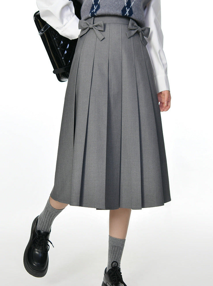 Ribbon Skirt Preppy Style Pleated Retro