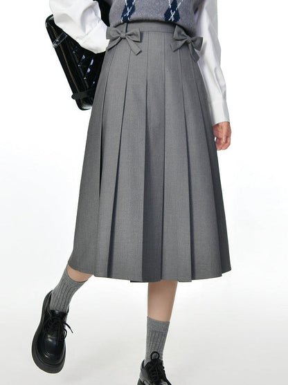 Ribbon Skirt Preppy Style Pleated Retro