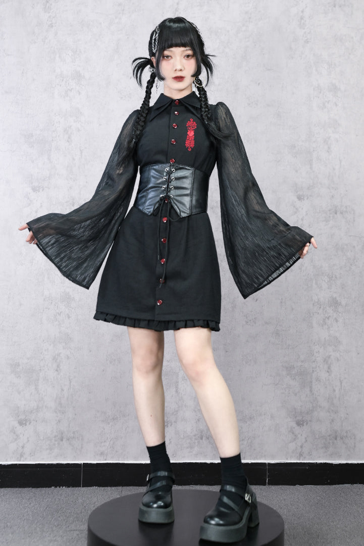 Kleid Laterne Chinesische Ärmel Durchsichtig