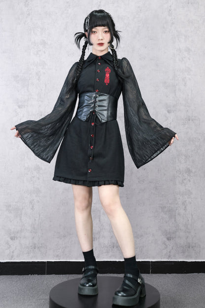 Kleid Laterne Chinesische Ärmel Durchsichtig