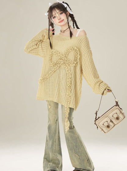 Strickschleife, großes Rüschendesign, locker