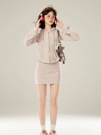 Purple Sporty Light Skirt Zip-up Hoodie