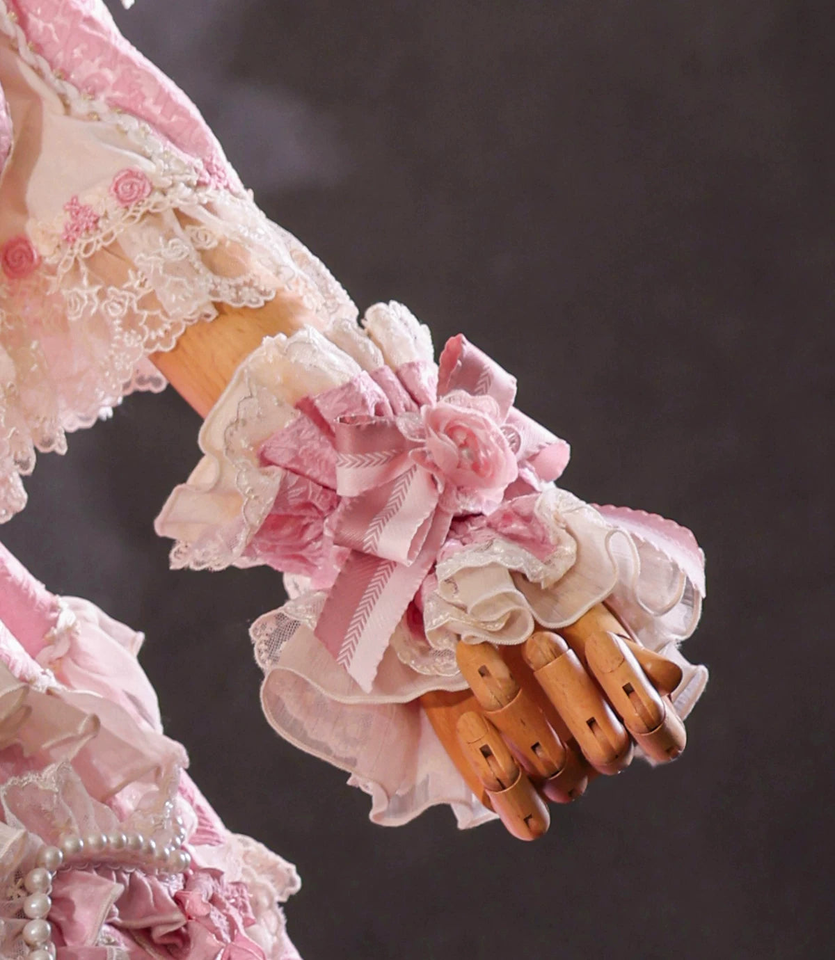 Antique Cake Romantic Whispers arm sleeve with lace and bows by BR Thorn Rose