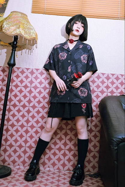 チャイナボーンフラワーシャツ