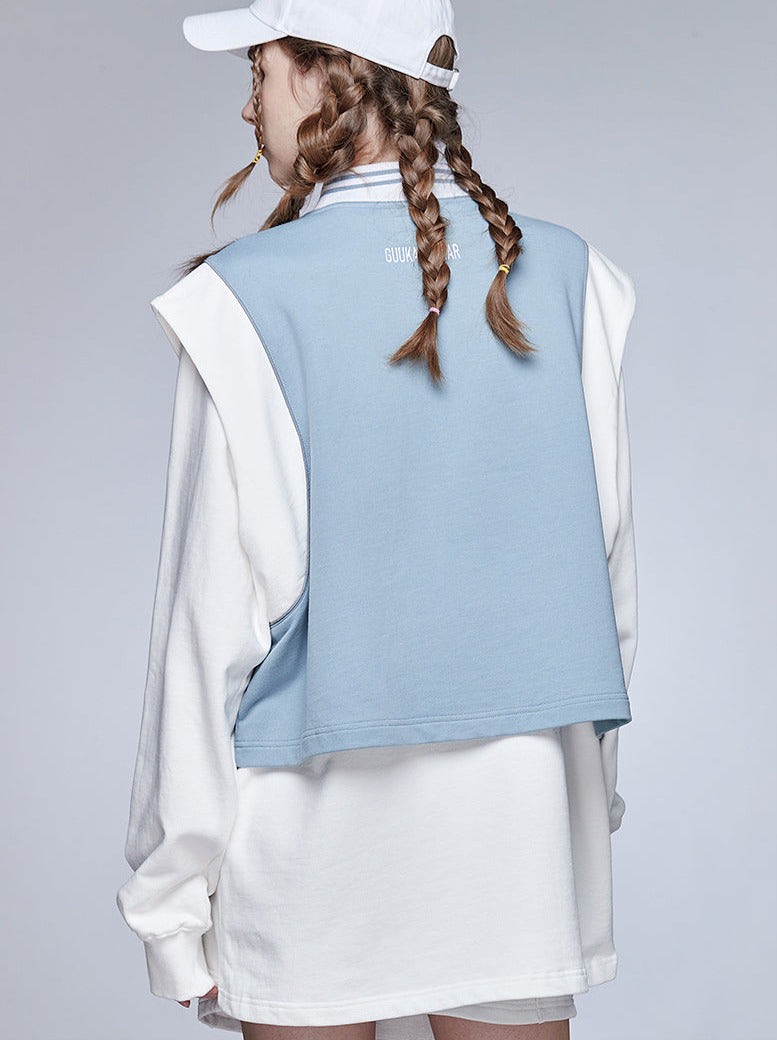 Sportliche Weste Strick Blau-Weiß