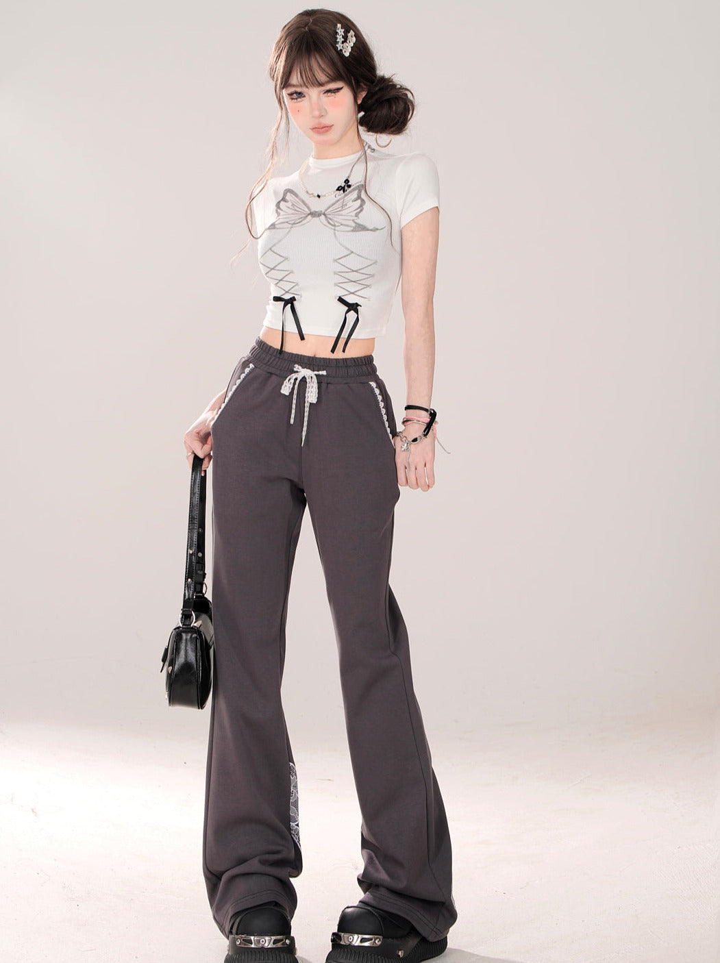 デザインTシャツ ショート スリム リボン