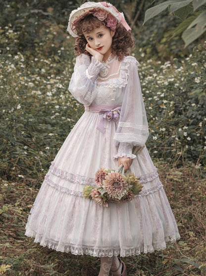 Elegant Chiffon Dress Sheer Lolita