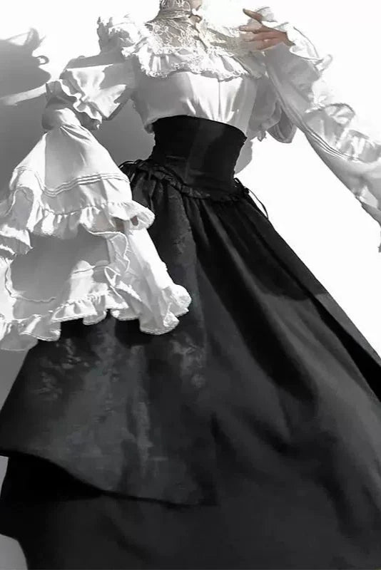 ダーク + ブラウスフリルゴージャスロリータゴシックスカート