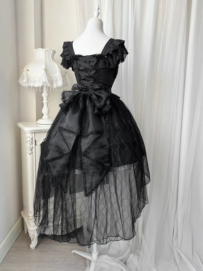 Rose Dress Black Flared Gothic Lolita