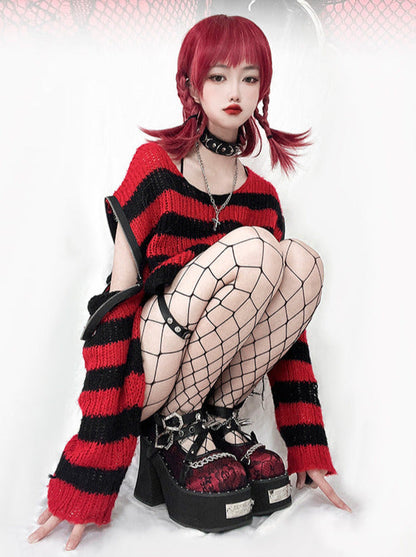 魔女パンクラウンドシューズリベットダークローズプラットフォームトゥ