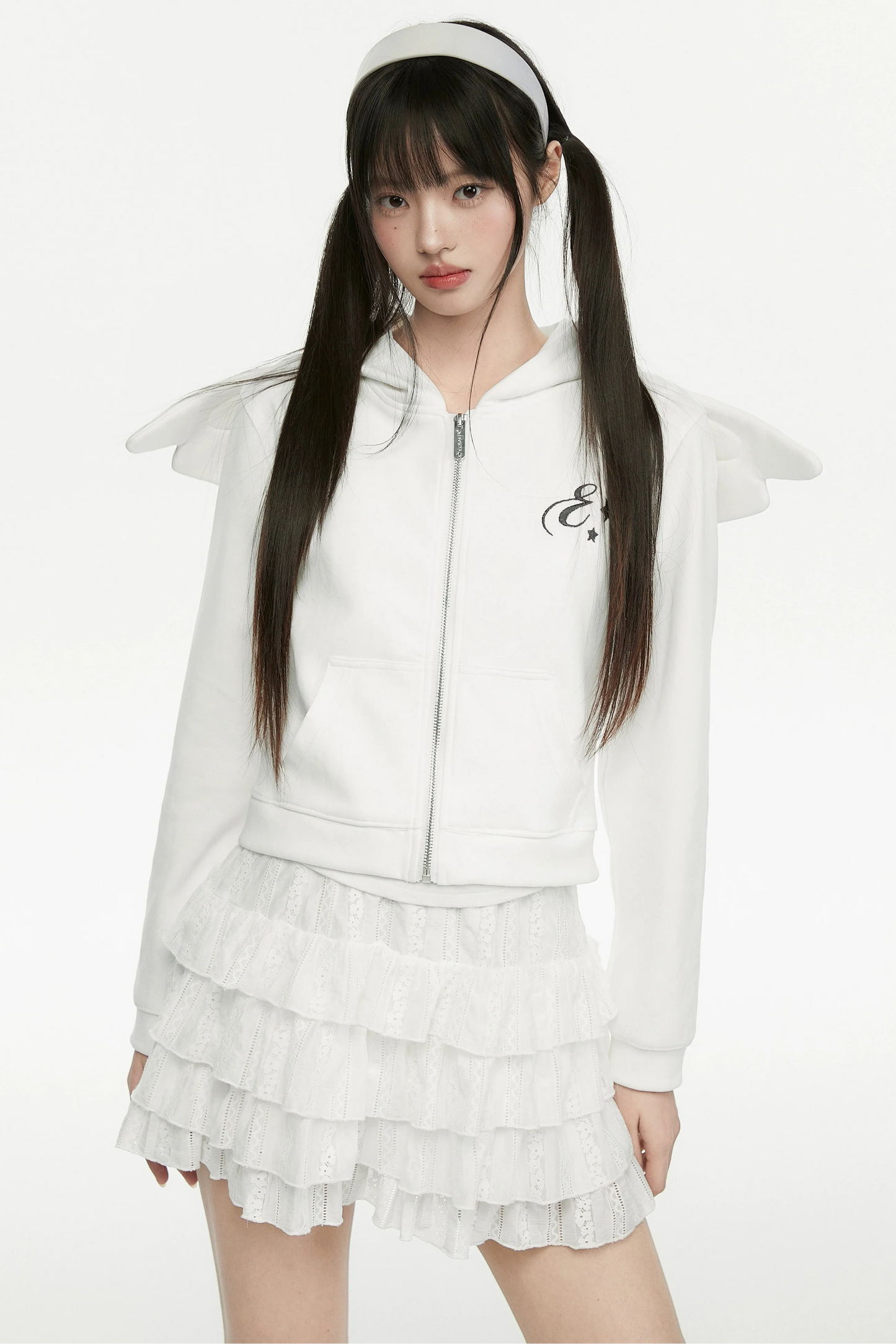 Angel White Wings Kurzer Kapuzenpullover mit Kapuze