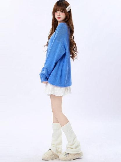 American Cardigan Sweater Blue Klein Knit