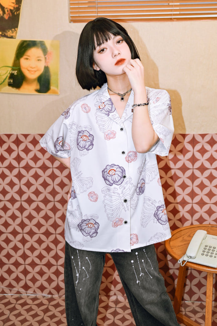 チャイナボーンフラワーシャツ