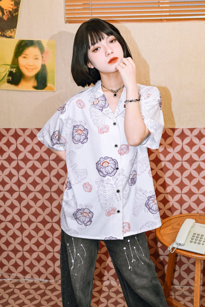 チャイナボーンフラワーシャツ