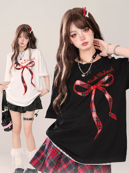 Loose T-Shirt Ribbon Lace Party
