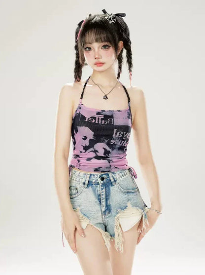 Denim Shorts Damaged Retro