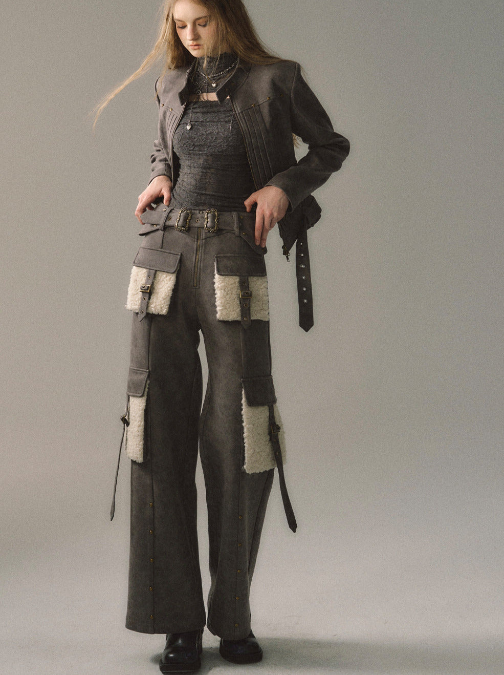 Hohe Tasche Gerade Schlank Cargo Street Lose Große Hosen