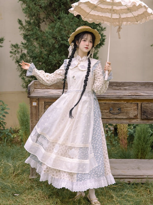 Sweater Collar Little Apron Dress + Faux Retro Flower