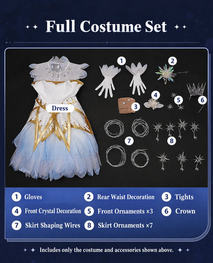 Sakura Snow Angel Full Costume Set with dress and eight numbered accessory groups