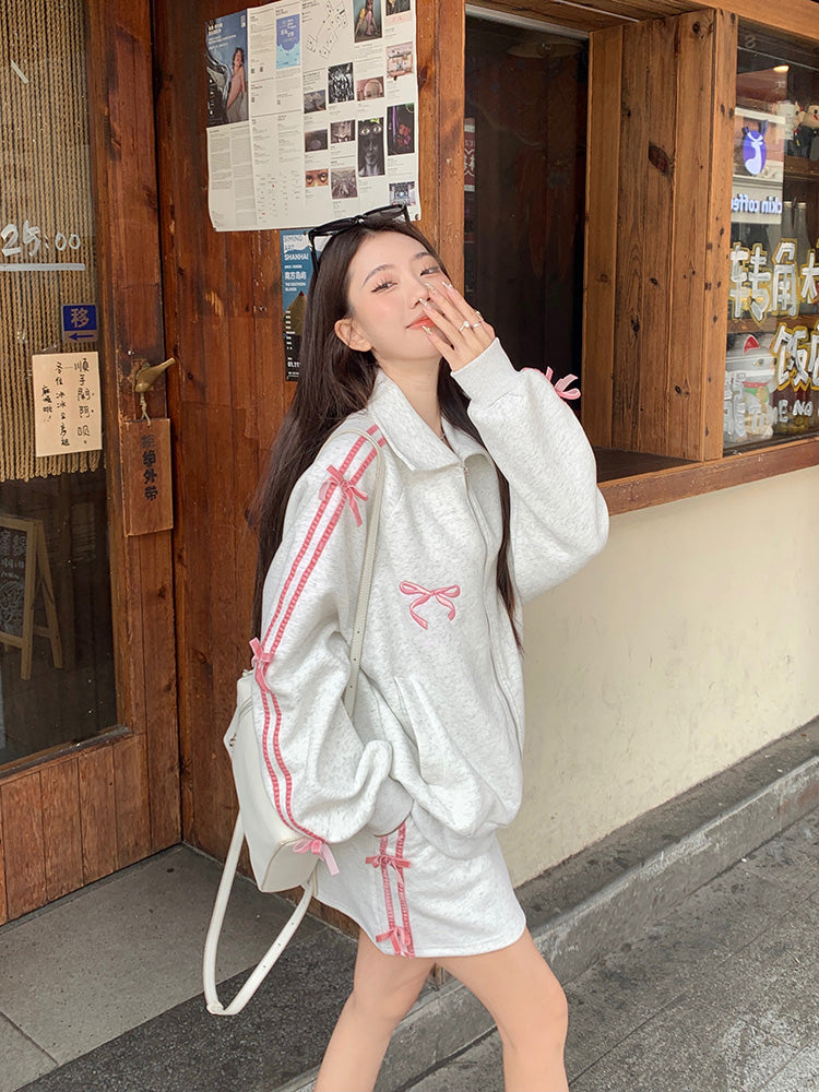 リボンアームスカートカジュアル+ジャケットタイト