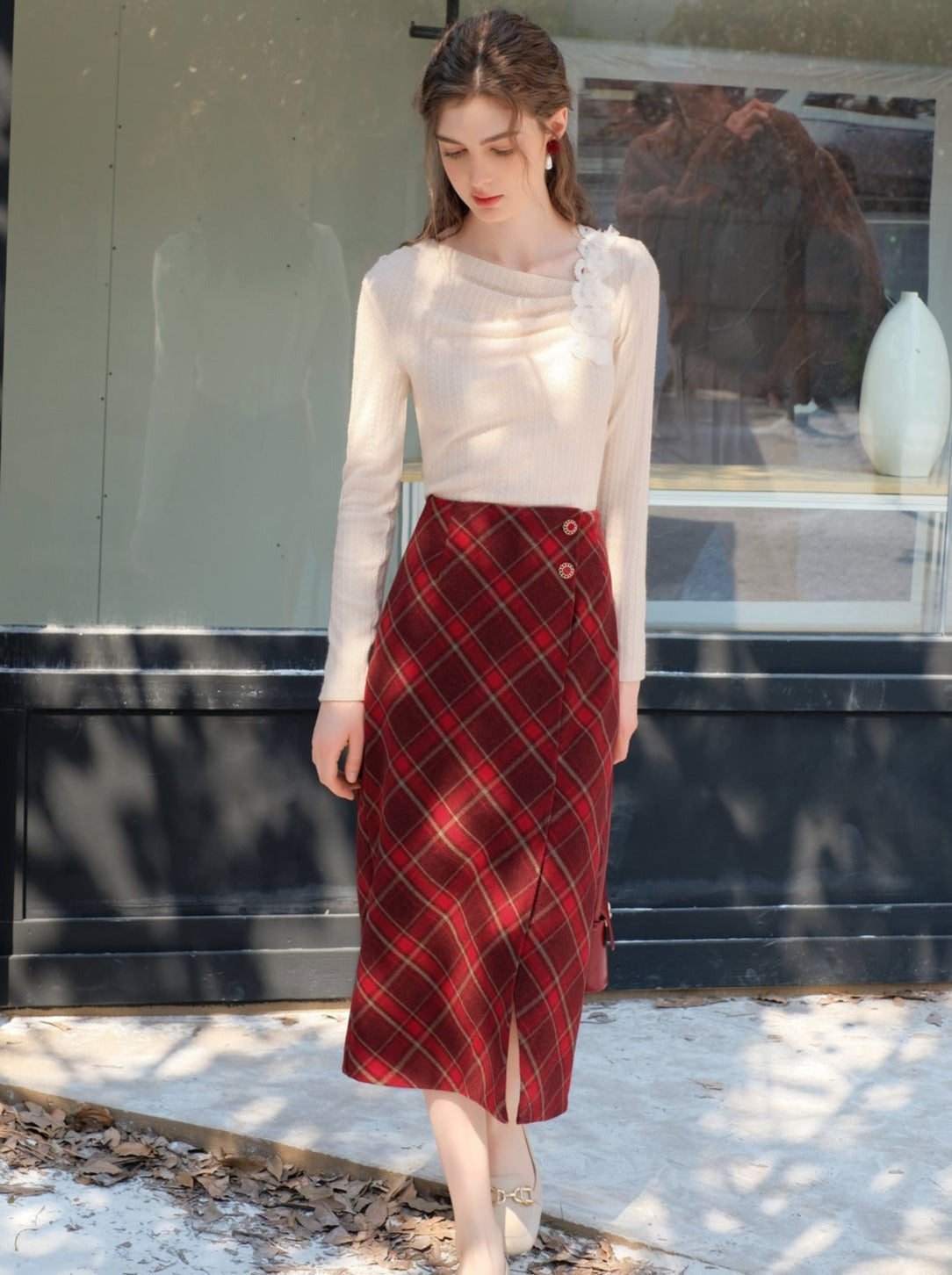 Schlitz Argyle Retro Rock Französisch Lang