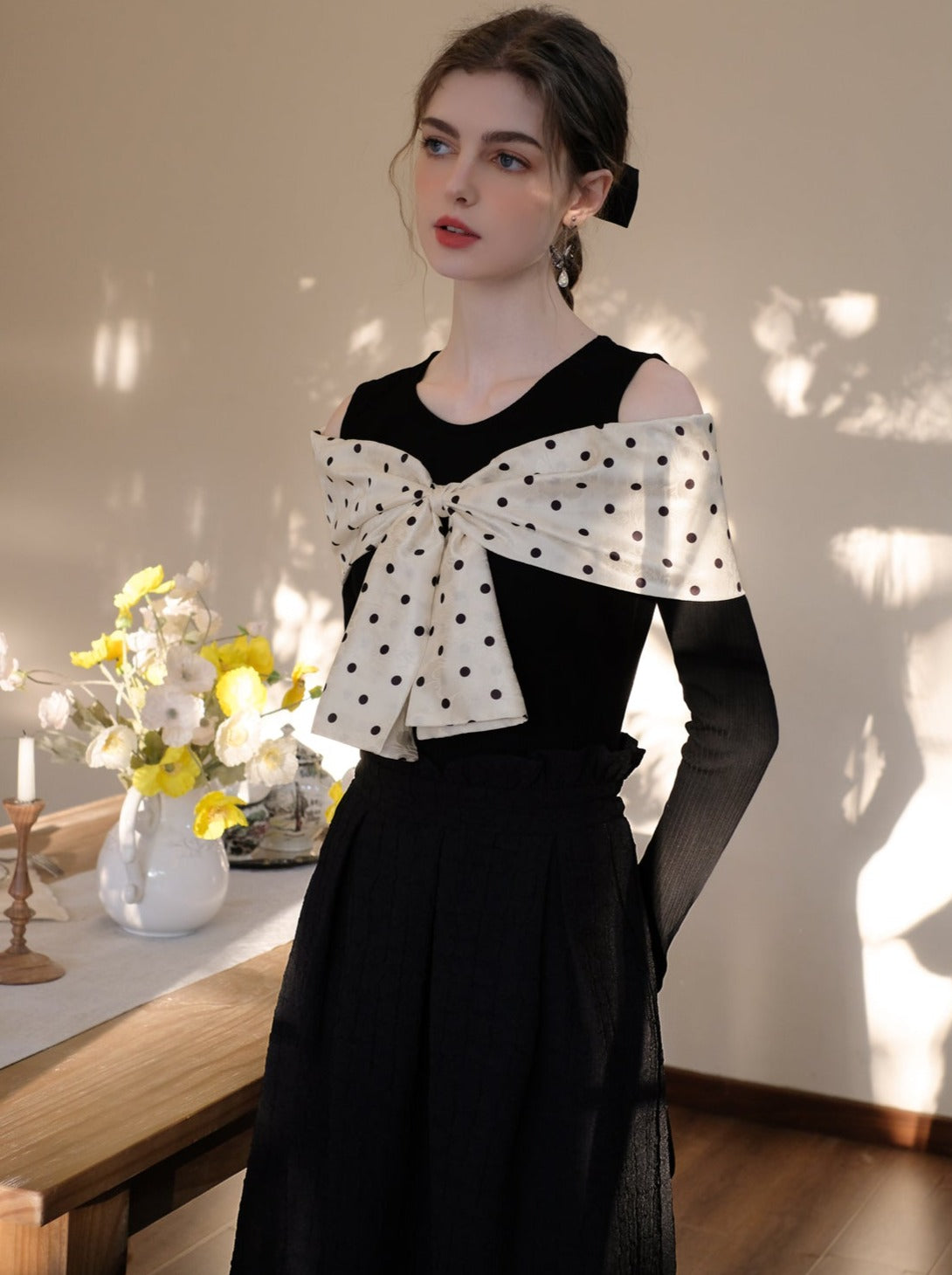 ロングスカート ブラウンボブトップ ドットクイーン+シュガー