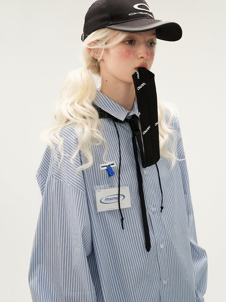 Striped Big Loose Overshirt