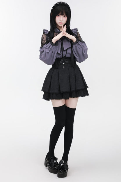 リボンショルダーブラウスレース