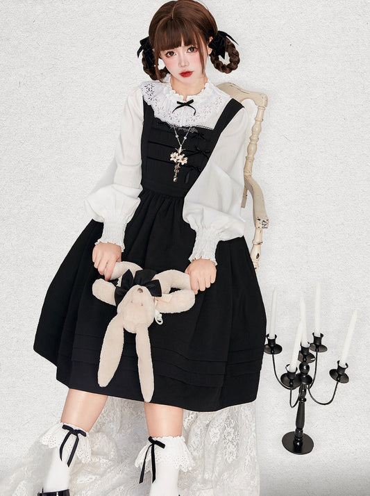 サスペンダースカート フリルリボン リトル+ブラウス