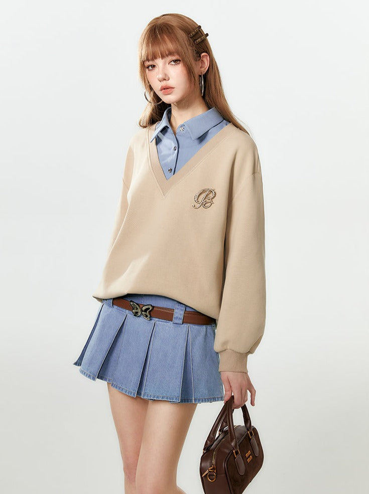 Mint Knit Loose Logo One-Point Cool