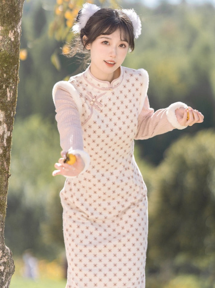 China Dress Sweet Retro Pastel Flower