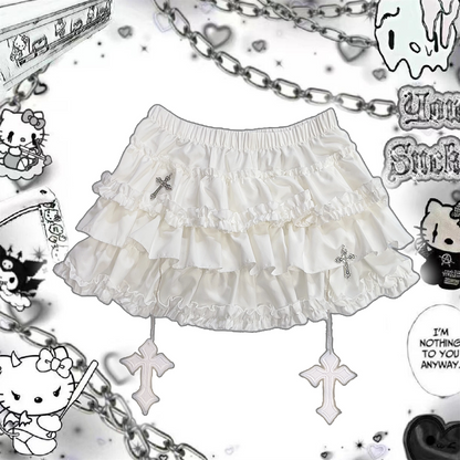 Y2K Subculture Niche Cross Fluffy Cake Skirt