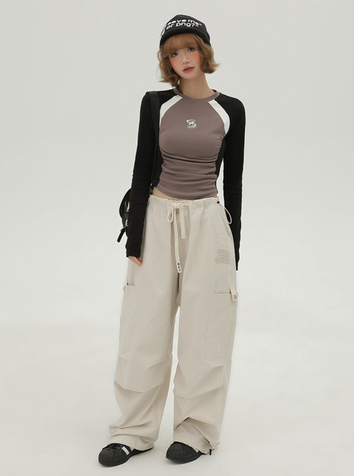 Kurze Farbe T Langer Kontrast American Hot Girl Slim