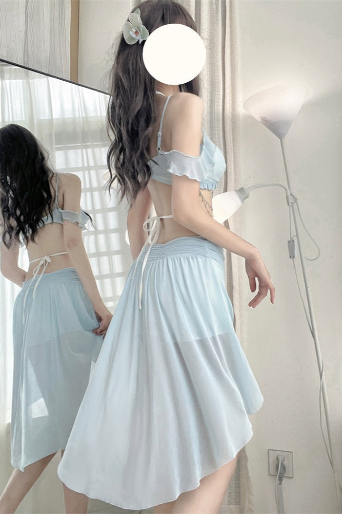 水着 ブルー マーメイド セット スプリット ライト