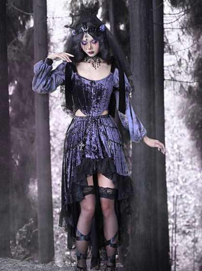 Gothic Skirt Velvet Beaded Trailing Luna Chain Lace