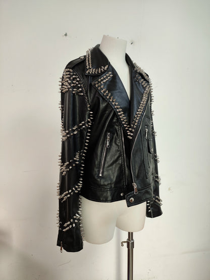 Punk Alloy Rivet PU Leather Jacket