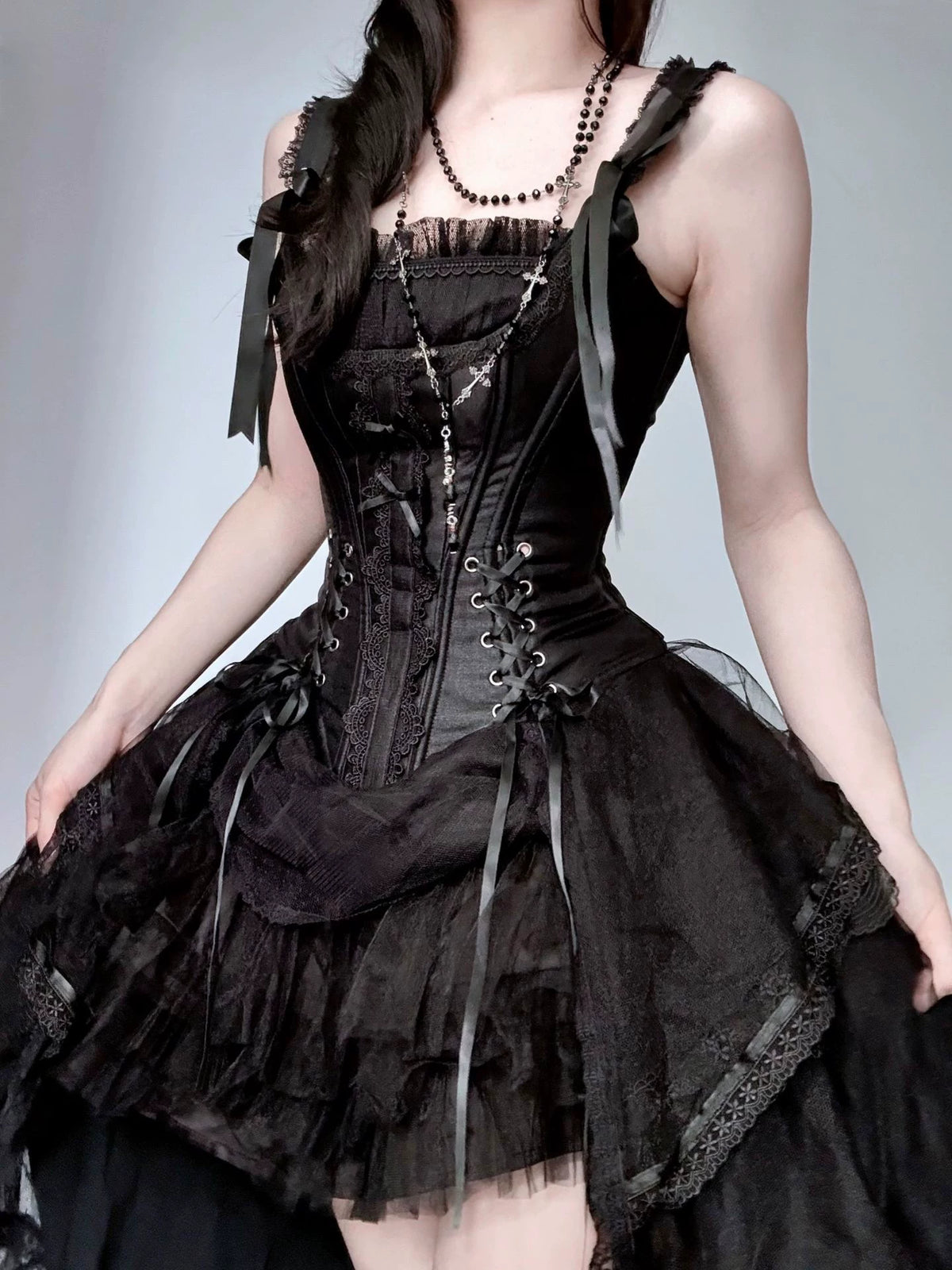 Lolita Hi-Low Princess Evening Dress - Lace-Up Back