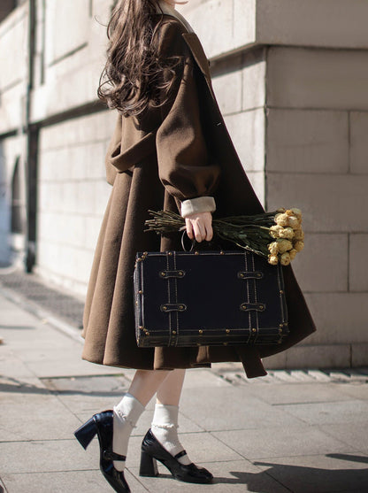 Sleeveless Coat Belt  Ribbon Classic Layered Accessory Dress Brown Check Retro Pearl Volume