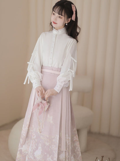 Bluse Sweet Neck Ruffle + Rabbit China Rock
