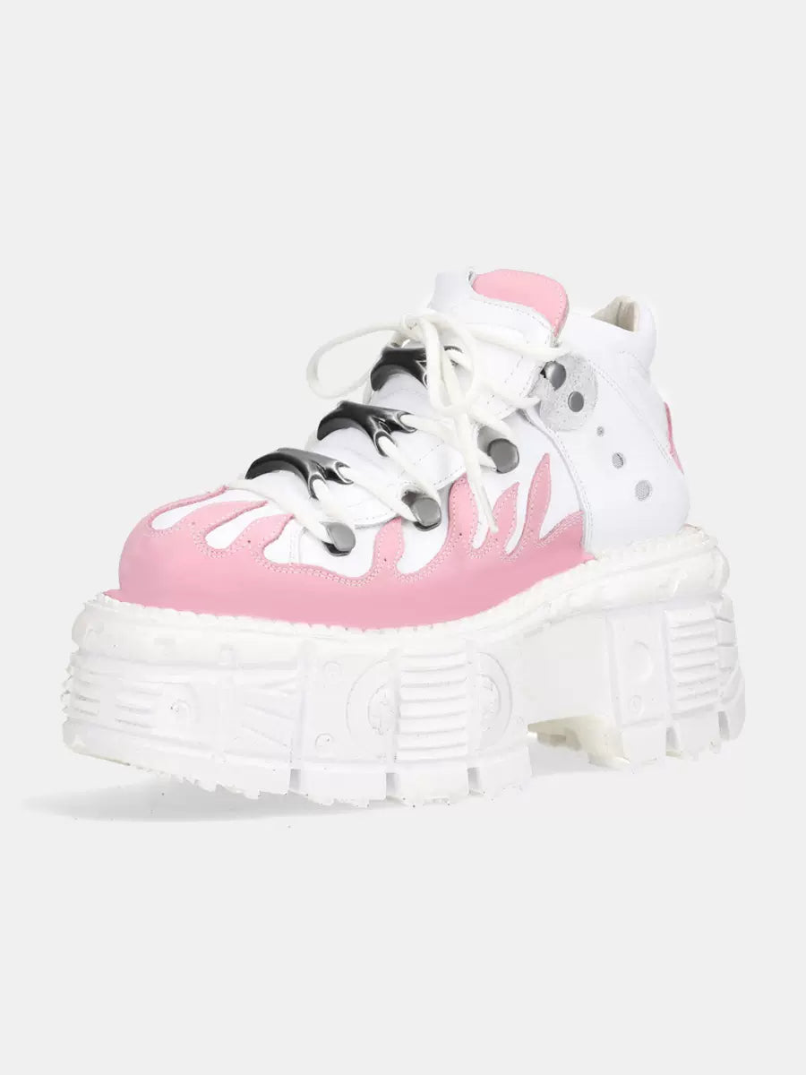 Punk Kontrast Sneaker Plattform Straße Metall Farbe