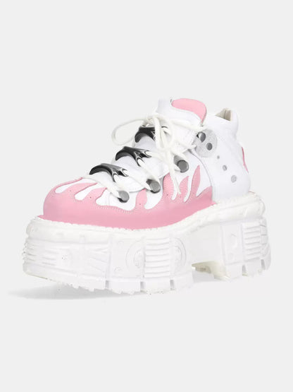 Punk Kontrast Sneaker Plattform Straße Metall Farbe