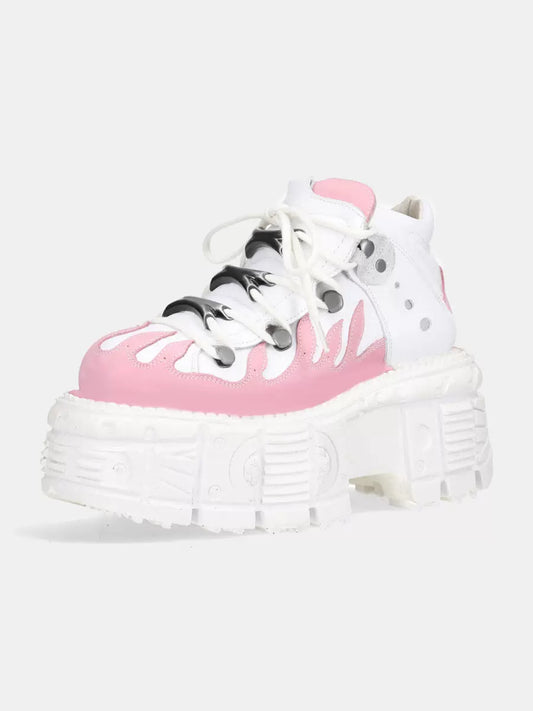 パンクコントラストスニーカープラットフォームストリートメタルカラー