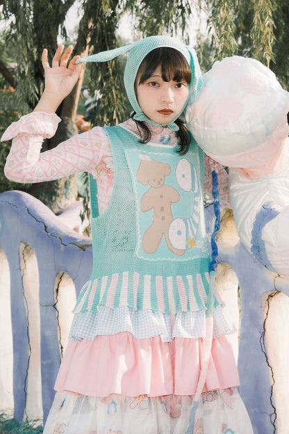 サブカルチャー動物帽子メッシュベスト+