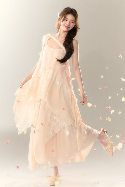 ロゼル イレギュラー ドレス ロング マルチレイヤー ヘビースカート