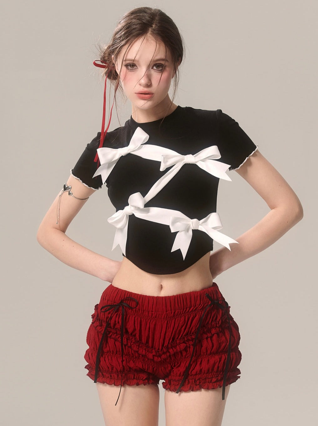 ラッフルチェリーショーツ レッド