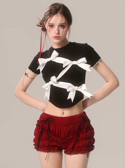 ラッフルチェリーショーツ レッド