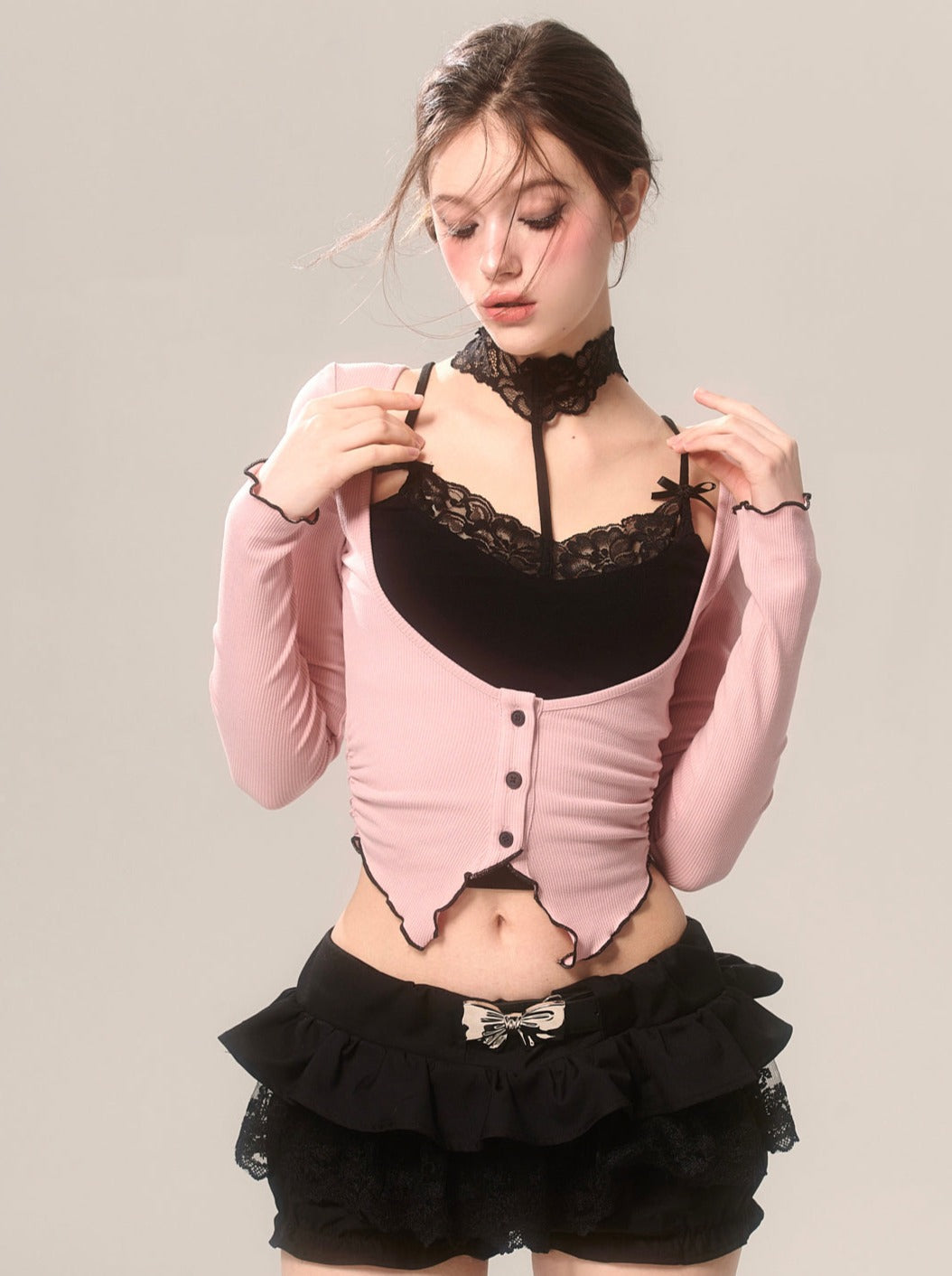 カーディガン ロマンティック オープンネック