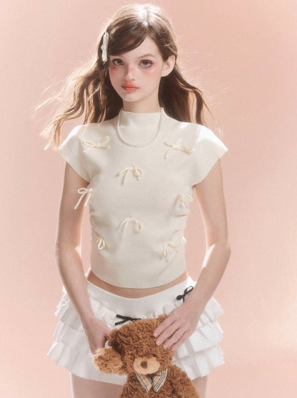 Kurzer Kragen Süßes Band Top Little