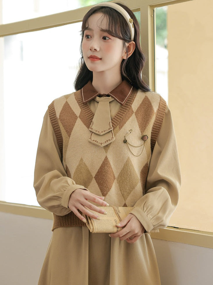 デザインドレス ニットベスト レトロアーガイル