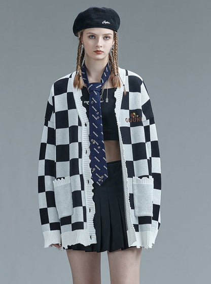 Over Block Cardigan Karo